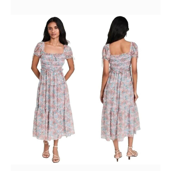 En Saison Adelina Midi Floral Pink Blue Midi Dress - Small - Picture 4 of 13